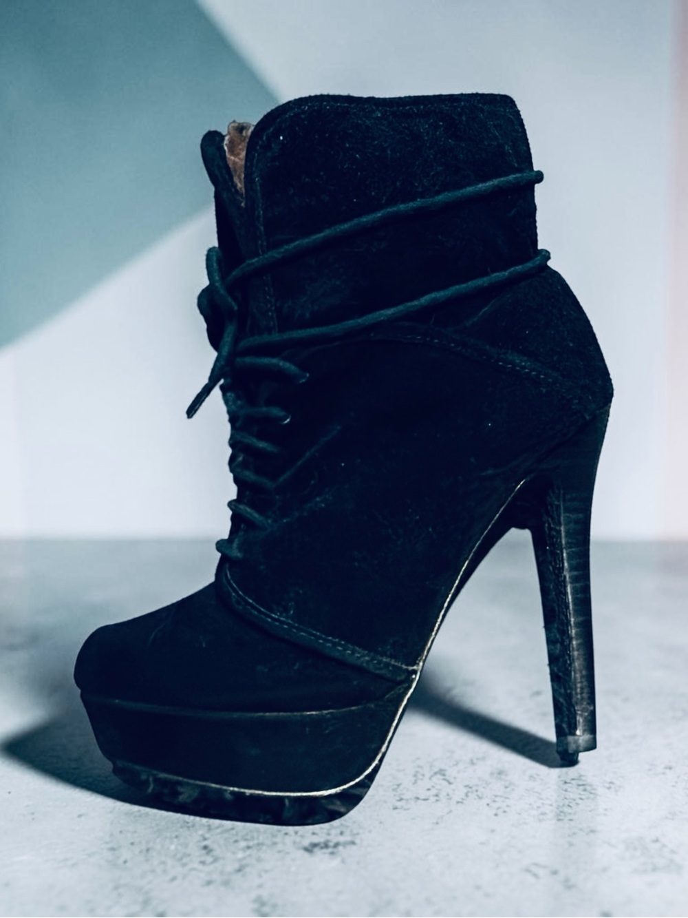 Black  Colin Stuart by Stuart Weizmann Lace-Up High Heel Ankle Boots